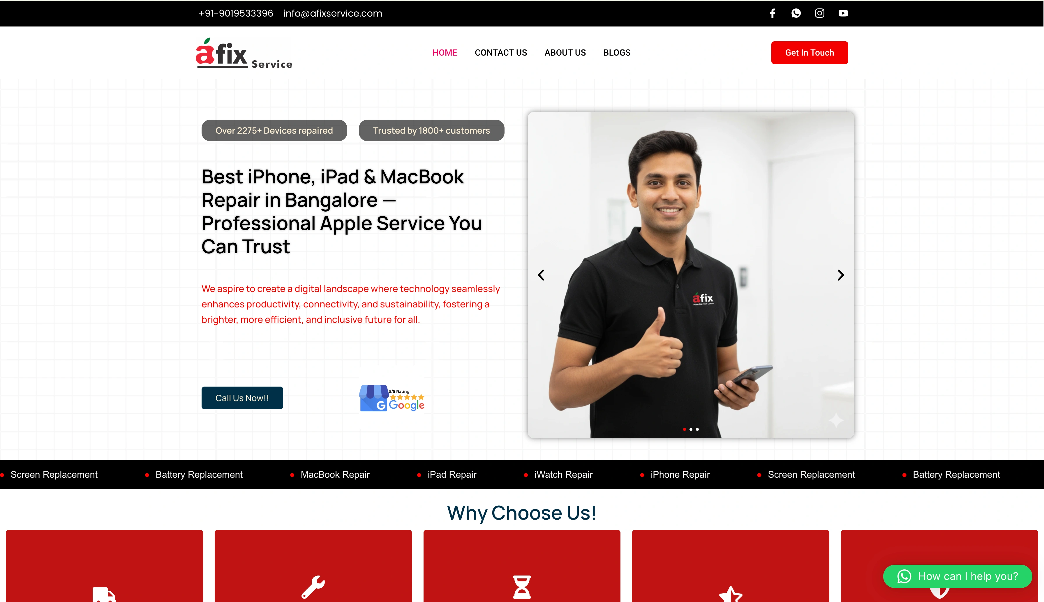 Afix Services iPhone, iPad and MacBook repair website