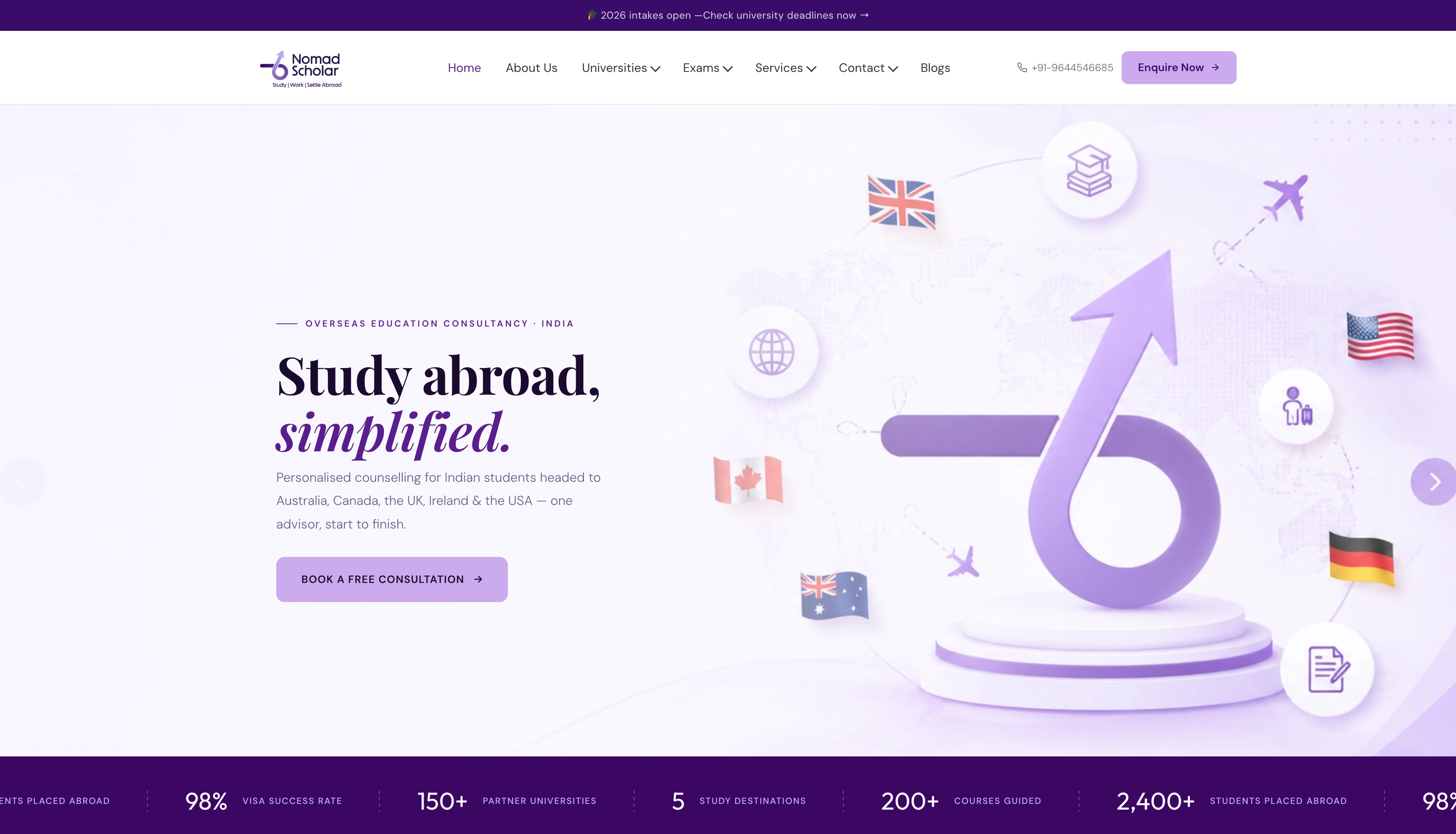Nomad Scholar website homepage