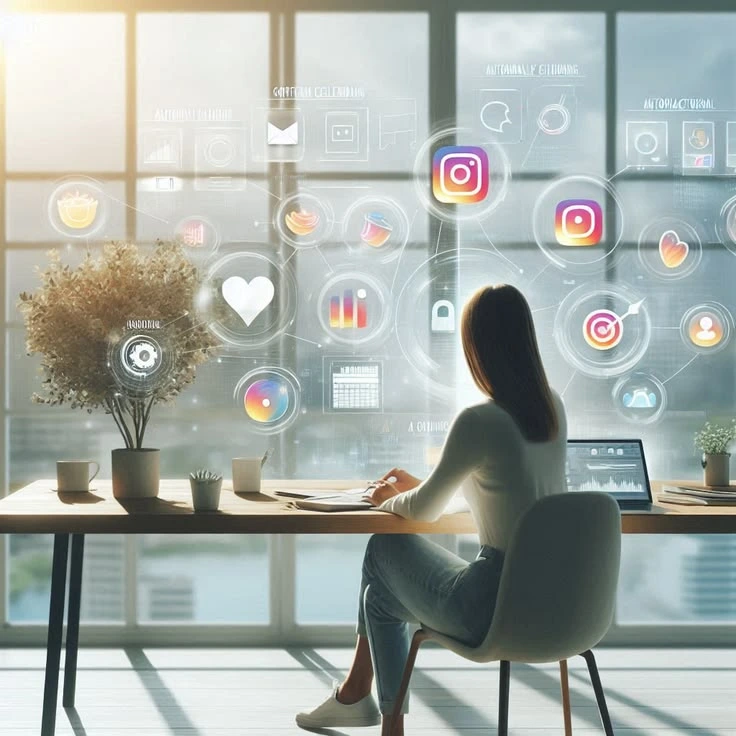 Internet marketing channels illustration showing market, music, internet, search and chat icons